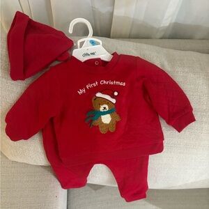 NWT Little Me Festive Red Baby Outfit with Bear
